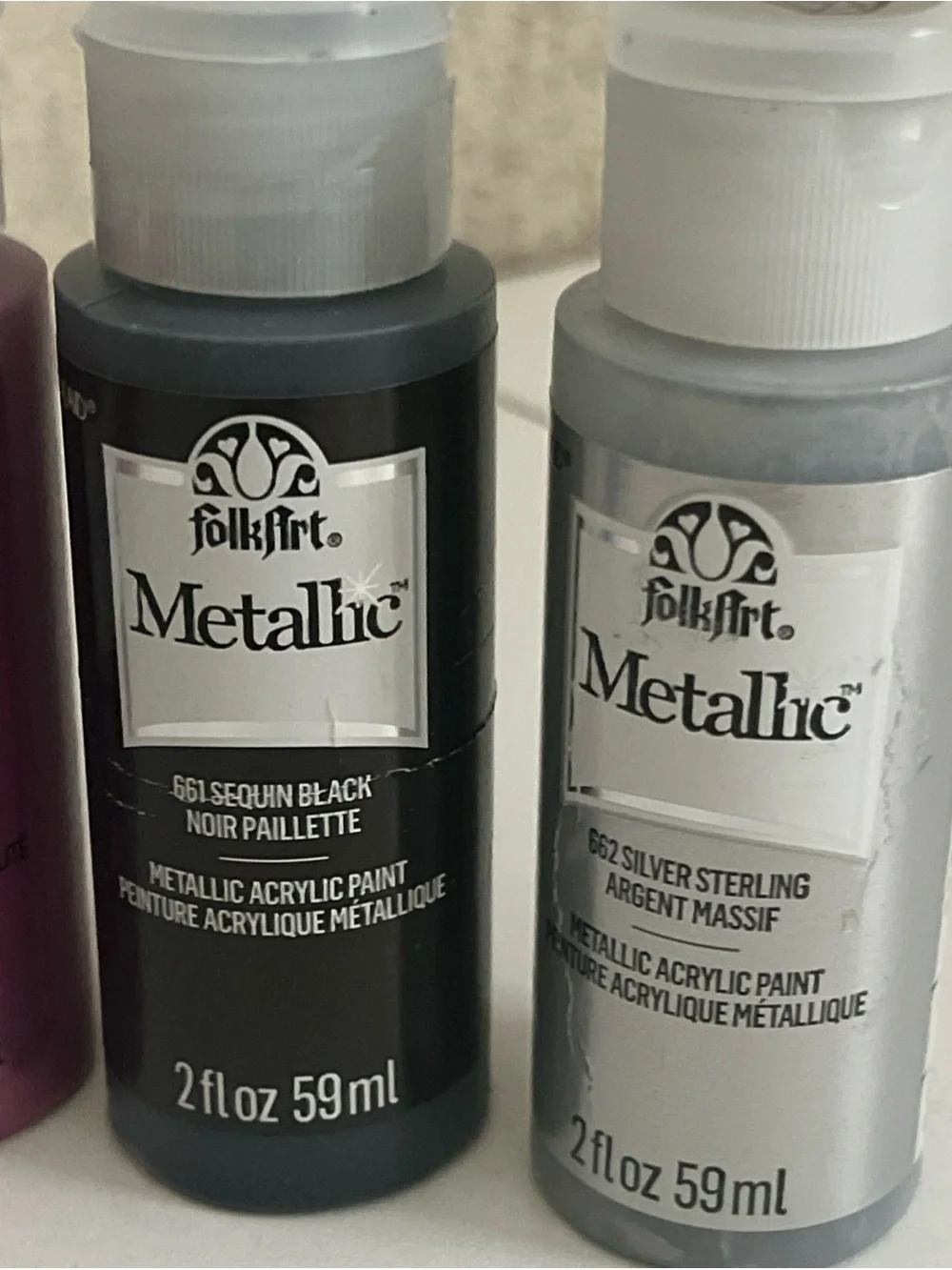 Folk Flirt Metallic Acrylic Paint Bundle Used Lot of 11 2oz Bottles